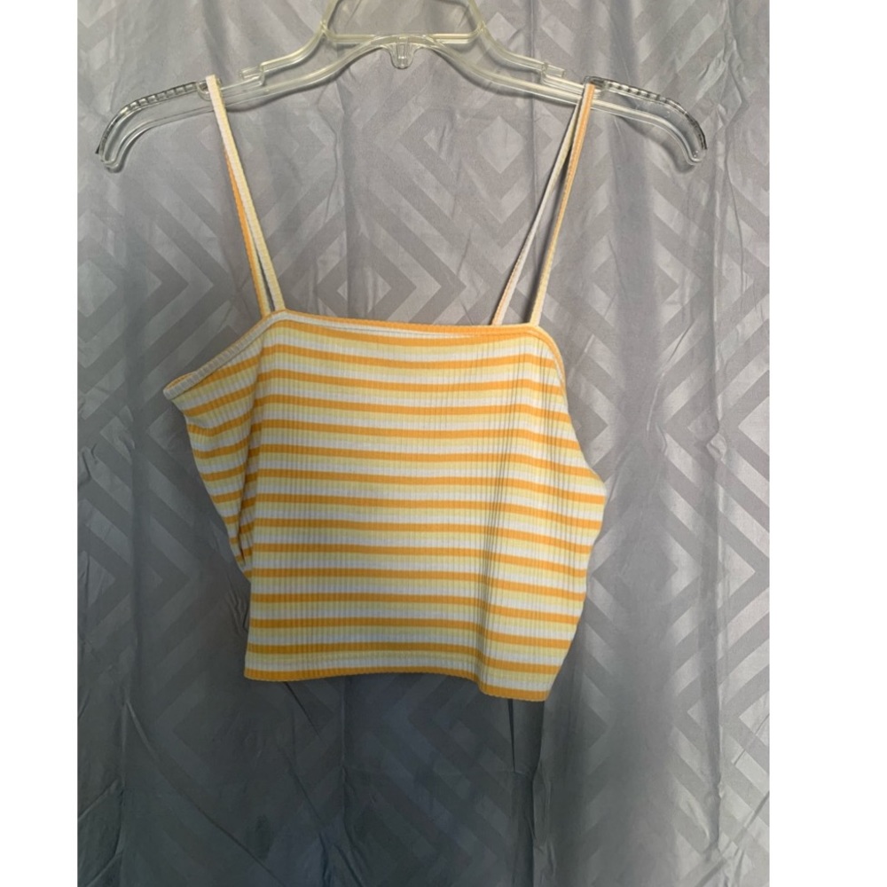 Yellow & Orange Striped Crop Top